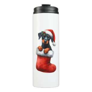 Doberman Pinscher in Sock Weihnachten Weihnachtsma Thermosbecher