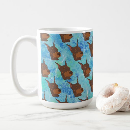 Doberman Pinscher Kaffeetasse (Mit Donut)