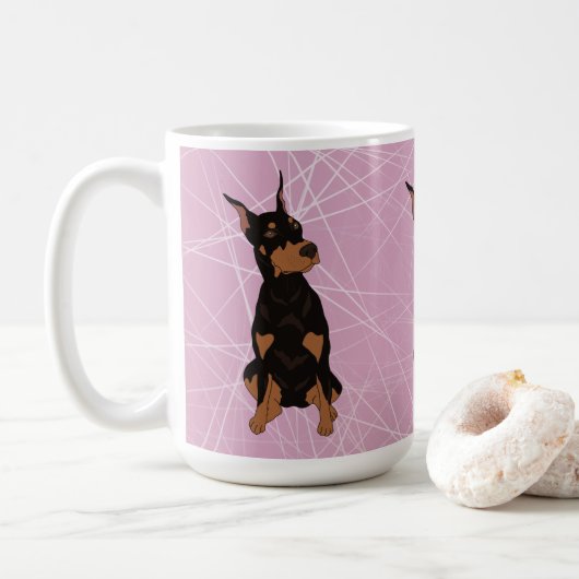 Doberman Pinscher Kaffeetasse (Mit Donut)