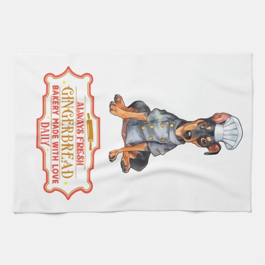 Doberman Pinscher Koch Baking Gingerbrot Geschirrtuch (Horizontal)
