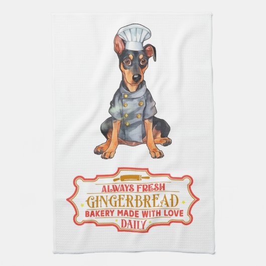 Doberman Pinscher Koch Baking Gingerbrot Geschirrtuch (Vertikal)