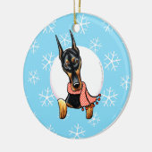 Doberman Pinscher Lass es schneien Keramik Ornament (Links)