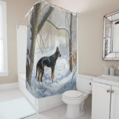 Doberman Pinscher lässt es Weihnachten Duschvorhang (Beispiel)
