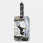 Doberman Pinscher lässt es Weihnachten Gepäckanhänger (Rückseite vertikal)