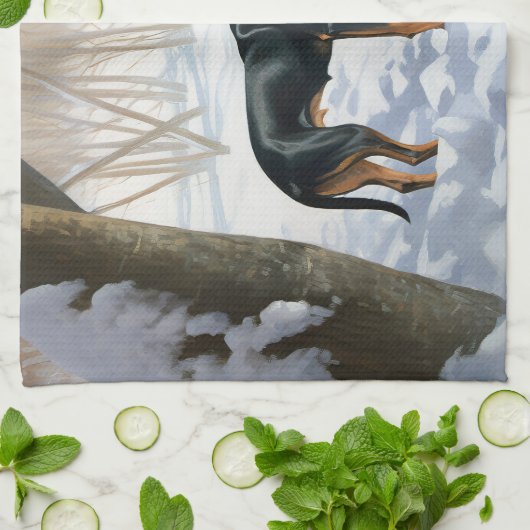 Doberman Pinscher lässt es Weihnachten Geschirrtuch (Gefaltet)