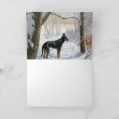 Doberman Pinscher lässt es Weihnachten Karte (Innenseite)