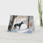 Doberman Pinscher lässt es Weihnachten Karte (Vorderseite)