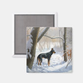 Doberman Pinscher lässt es Weihnachten Magnet (Vorderseite/Rückseite)