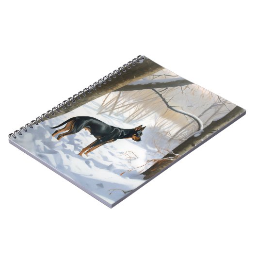 Doberman Pinscher lässt es Weihnachten Notizblock (Linke Seite)