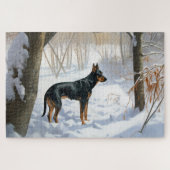 Doberman Pinscher lässt es Weihnachten Puzzle (Horizontal)