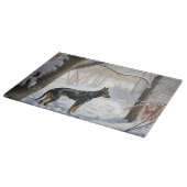 Doberman Pinscher lässt es Weihnachten Schneidebrett (Ecke)