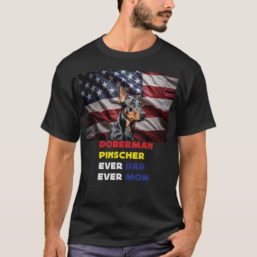 Doberman Pinscher Mama Vater T-Shirt (Vorderseite)