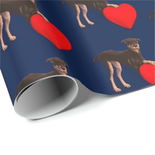 Doberman Pinscher mit gepolstertem Muster Geschenkpapier (Rolleneckpunkt)