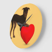 Doberman Pinscher mit Herz Große Wanduhr (Winkel)