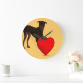 Doberman Pinscher mit Herz Große Wanduhr (Zuhause)