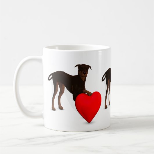 Doberman Pinscher mit Herz Kaffeetasse (Links)