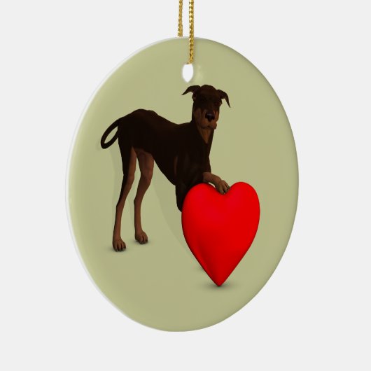 Doberman Pinscher mit Herz Keramikornament (Rechts)