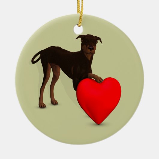 Doberman Pinscher mit Herz Keramikornament (Vorne)