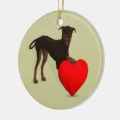 Doberman Pinscher mit Herz Keramikornament (Links)