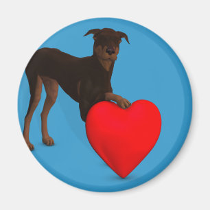Doberman Pinscher mit Herz Magnet