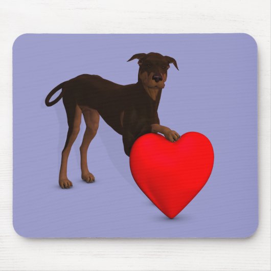 Doberman Pinscher mit Herz Mousepad (Vorne)