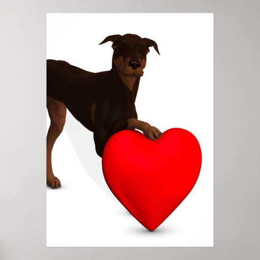 Doberman Pinscher mit Herz Poster (Vorne)