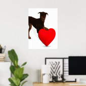 Doberman Pinscher mit Herz Poster (Heimbüro)