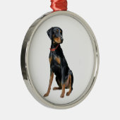 Doberman Pinscher (natürlich) Silbernes Ornament (Rechts)