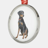 Doberman Pinscher (natürlich) Silbernes Ornament (Links)