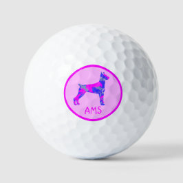 Doberman Pinscher Niedlich Pink Dog Silhouette Mon Golfball