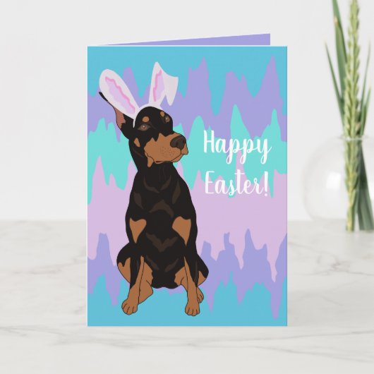 Doberman Pinscher Oaster Bunny Feiertagskarte (Vorderseite)