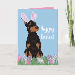 Doberman Pinscher Oaster Bunny Feiertagskarte