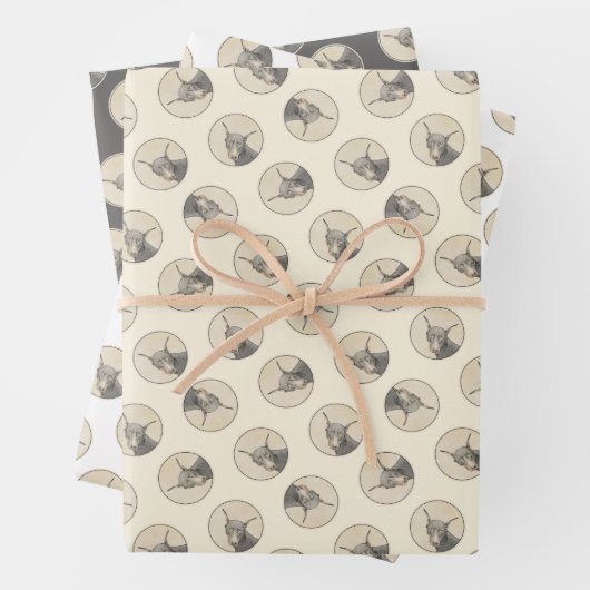 Doberman Pinscher Painting Dobermann Proppe Dog Ar Geschenkpapier Set (Beispiel)