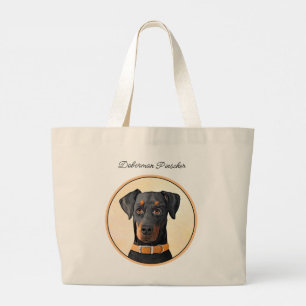 Doberman Pinscher Painting Dobermann Unzugeschnitt Jumbo Stoffbeutel