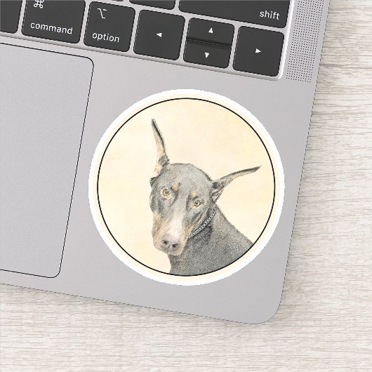 Doberman Pinscher Painting - Original Dog Art Aufkleber (Detail)