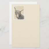 Doberman Pinscher Painting - Original Dog Art Briefpapier (Vorne/Hinten)