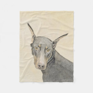 Doberman Pinscher Painting - Original Dog Art Fleecedecke