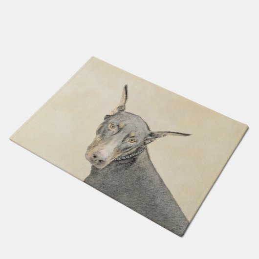 Doberman Pinscher Painting - Original Dog Art Fußmatte (Schrägansicht)