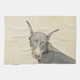 Doberman Pinscher Painting - Original Dog Art Geschirrtuch