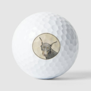 Doberman Pinscher Painting - Original Dog Art Golfball
