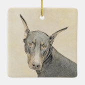 Doberman Pinscher Painting - Original Dog Art Keramikornament (Rückseite)