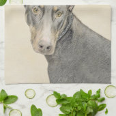 Doberman Pinscher Painting - Original Dog Art Küchentuch (Gefaltet)