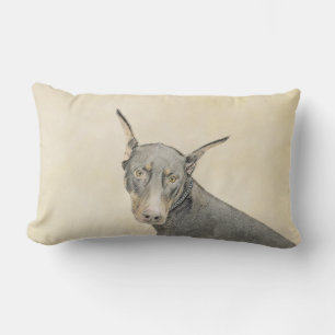 Doberman Pinscher Painting - Original Dog Art Lendenkissen