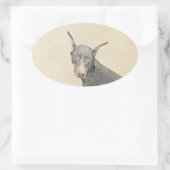 Doberman Pinscher Painting - Original Dog Art Ovaler Aufkleber (Tasche)