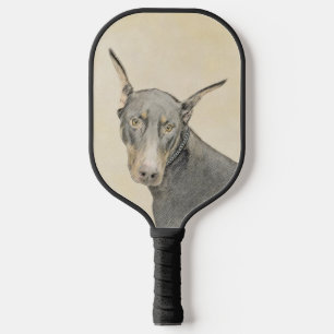 Doberman Pinscher Painting - Original Dog Art Pickleball Schläger