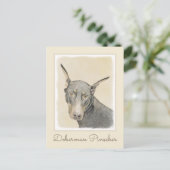 Doberman Pinscher Painting - Original Dog Art Postkarte (Stehend Vorderseite)
