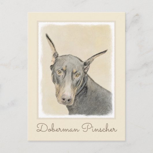 Doberman Pinscher Painting - Original Dog Art Postkarte (Vorderseite)