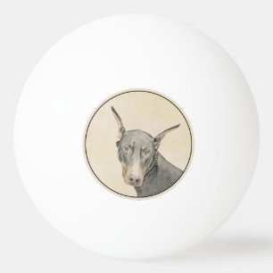 Doberman Pinscher Painting - Original Dog Art Tischtennisball