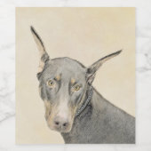 Doberman Pinscher Painting - Original Dog Art Weinetikett (Einzelnes Label)