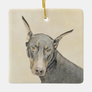 Doberman Pinscher Painting - Original Hund Art Keramikornament